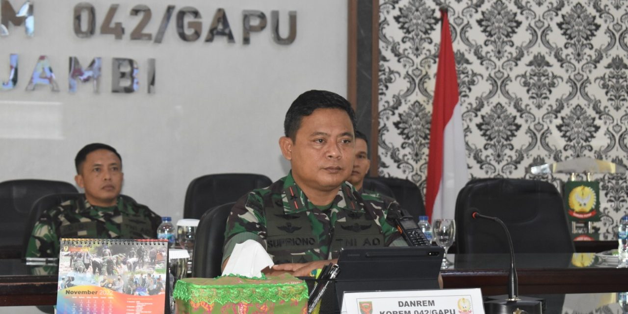 Danrem 042/Gapu Melalui Vicon Ikuti Taklimat Awal Wasrik BPK RI