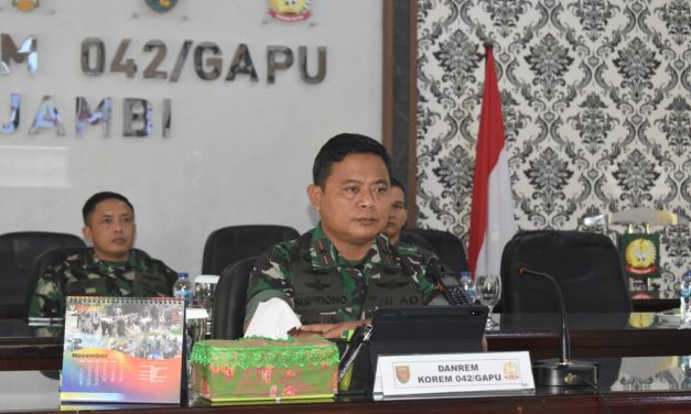 Danrem 042/Gapu Melalui Vicon Ikuti Taklimat Awal Wasrik BPK RI