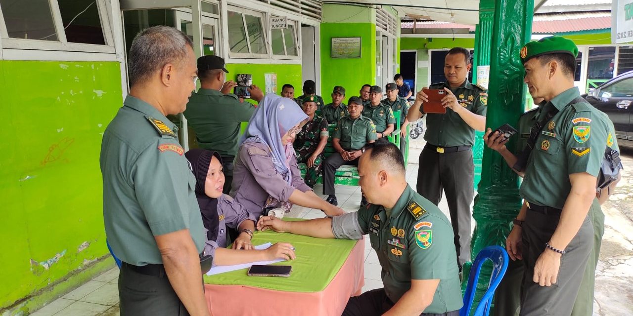 HUT Ke 77 Kodam II/Sriwijaya Kodim 0420/Sarko Adakan Baksos Donor Darah