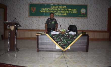 Danrem 042/Gapu Pimpin Sidang Parade Tamtama PK Gelombang I TA 2023 Sub Panda Jambi