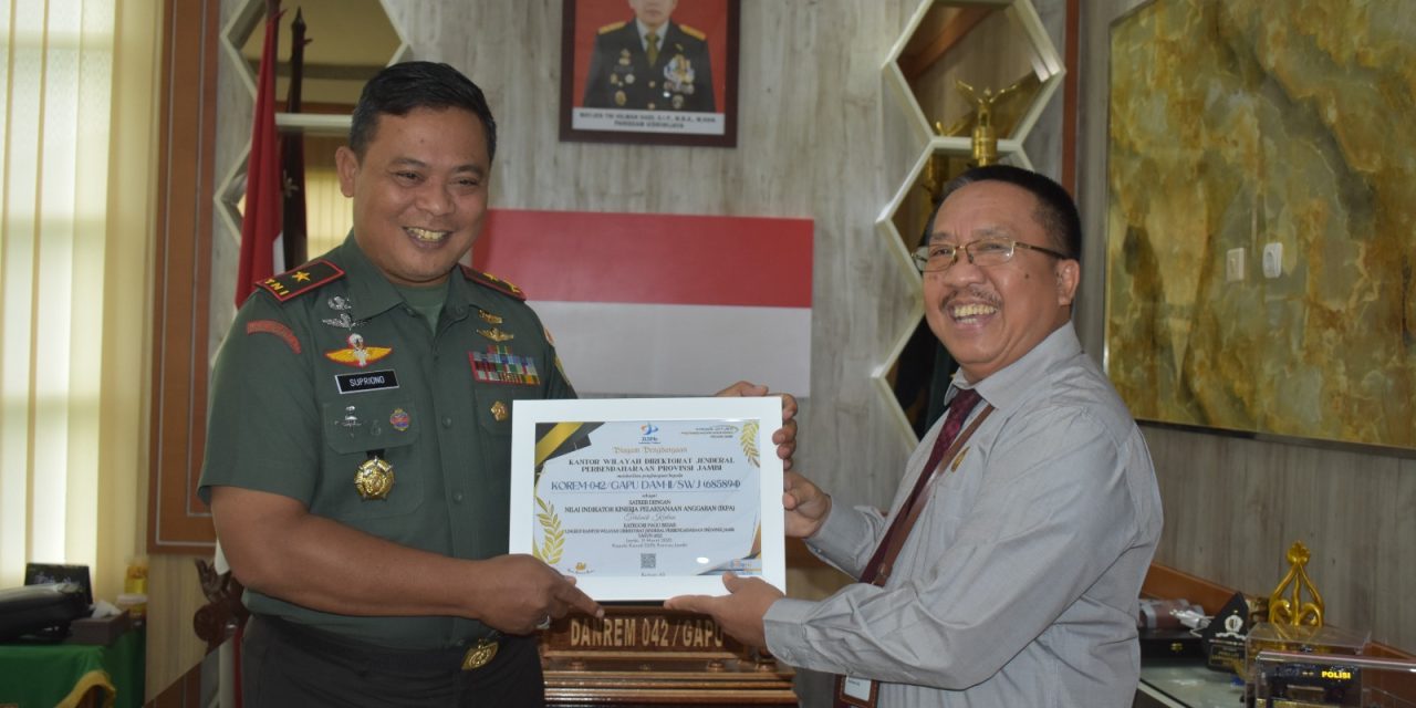 Danrem 042/Gapu Terima Kunjungan Kakanwil DJPb Jambi