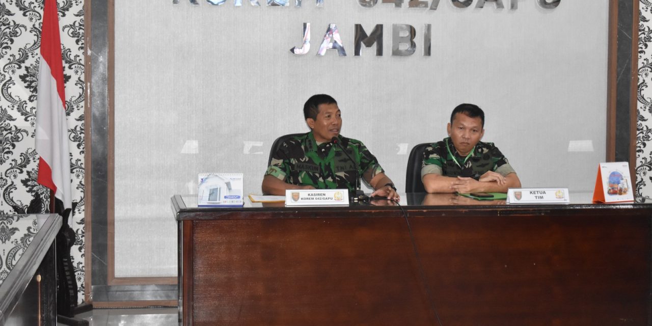 Korem 042/Gapu Terima Taklimat Awal Tim Pengawas Post Audit Itdam II/Sriwijaya