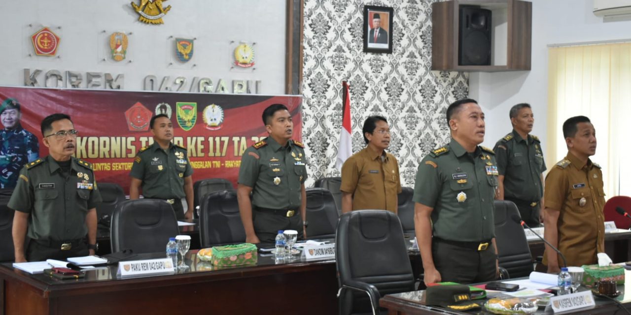 Kepala Staf Korem 042/Gapu (Kasrem) Mengikuti Rakornis TMMD Ke 117 Secara Virtual