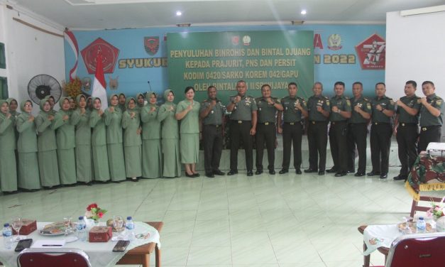 Keluarga Besar Kodim 0420/Sarko Menerima Penyuluhan Binrohis Dan Bintal Djuang