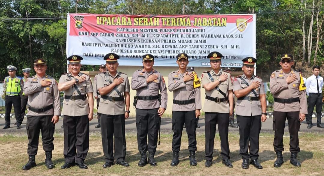 Kapolres Muaro Jambi AKBP Muharman Arta,S.I.K, Pimpin Upacara Serah Terimah Jabatan Kapolsek