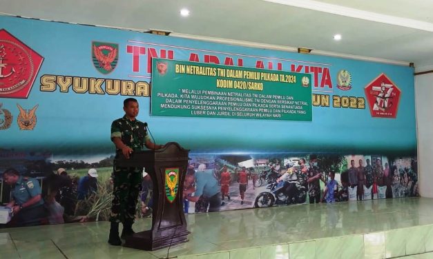 Komandan Kodim 0420/Sarko,Tekankan Kembali Netralitas TNI Kepada Anggota Kodim 0420/Sarko dan Veteran Purn