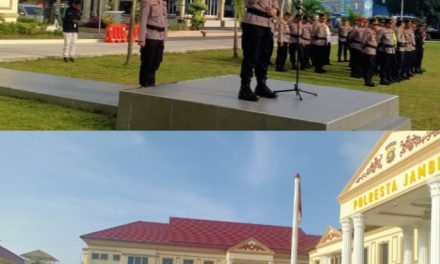 Apel Pengecekan dan Pergeseran Personel PAM Pasukan di Polresta Jambi, Ratusan Polisi Siap Amankan 1.903 TPS Pemilu 2024