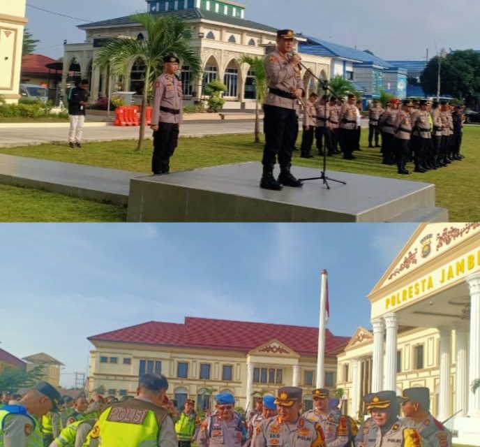 Apel Pengecekan dan Pergeseran Personel PAM Pasukan di Polresta Jambi, Ratusan Polisi Siap Amankan 1.903 TPS Pemilu 2024