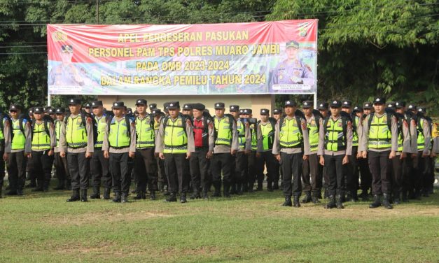 Polres Muaro Jambi menggelar Apel Siaga Pergeseran Pasukan Personel PAM TPS tahun 2024