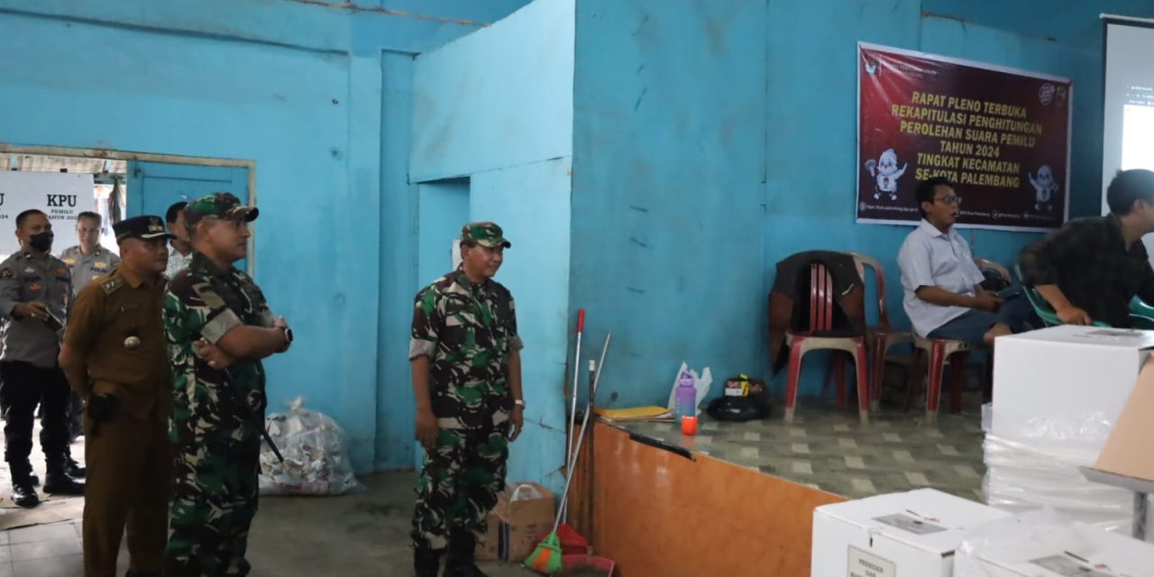 Dandim 0418/Palembang Patroli Tinjau Keamanan Ke sejumlah PPK Pastikan Sidang Pleno Berjalan Aman