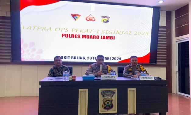 Polres Muaro Jambi telah menggelar Latihan Pra Ops Pekat I Siginjai 2024 di Gedung Wira Pratama Polres Muaro Jambi