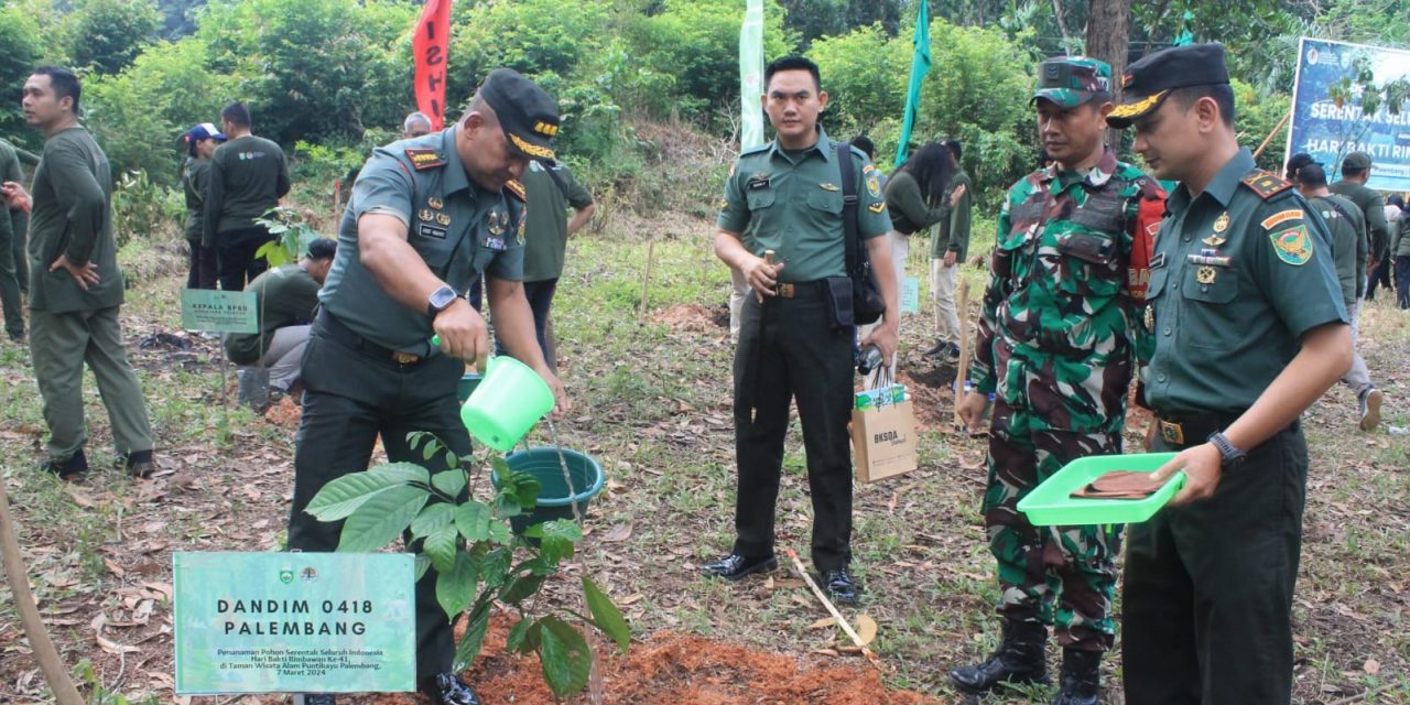 Hari Bakti Rimbawan Ke – 41 Dandim 0418/Plg Hadiri Penanaman Pohon Serentak Seluruh Indonesia