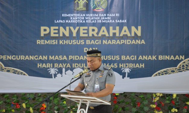 Sebanyak 564 Orang Warga Binaan Lapas Sabak Terima Remisi Khusus Hari Raya Idul Fitri