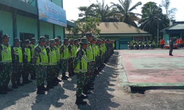 Kodim 0420/Sarko Melaksanakan Apel Siaga Bencana Dilanjutkan Dengan Latihan Bersama BPBD dan Damkar