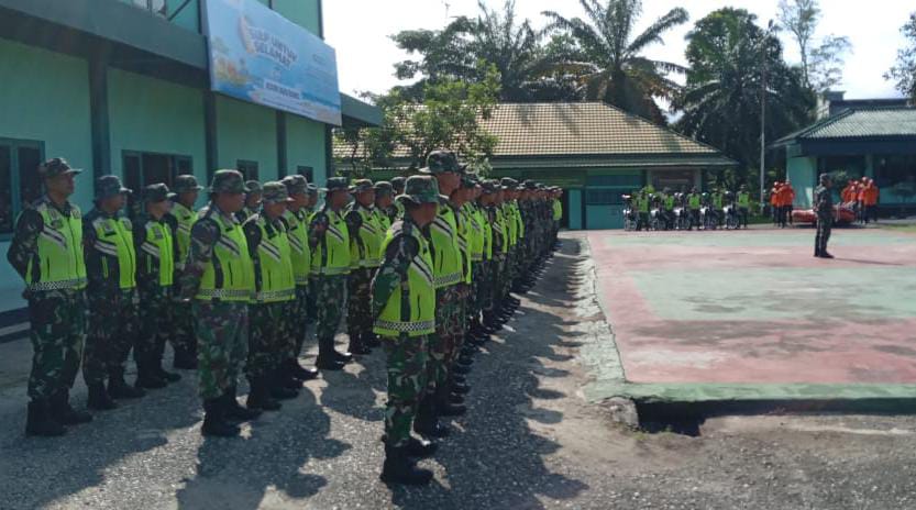 Kodim 0420/Sarko Melaksanakan Apel Siaga Bencana Dilanjutkan Dengan Latihan Bersama BPBD dan Damkar