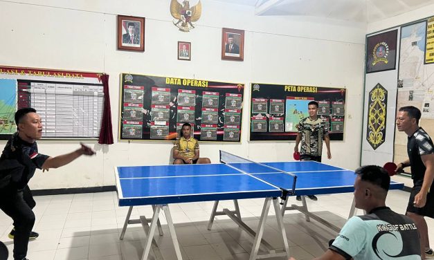 Menjelang Purna Tugas, Satgas Pamtas RI-Malaysia Yonarmed 16/TK Laksanakan Turnamen Tenis Meja
