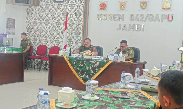 Kasrem 042/Gapu terima kunjungan Tim Puldata Sahli Bidang Ekkudag Panglima di wilayah Provinsi Jambi