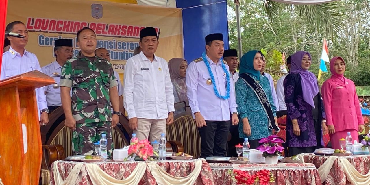Peduli Stunting, Pasiter Kodim 0420/Sarko Hadiri Acara Launching Pelaksanaan Gerakan Cegah Stunting Serentak