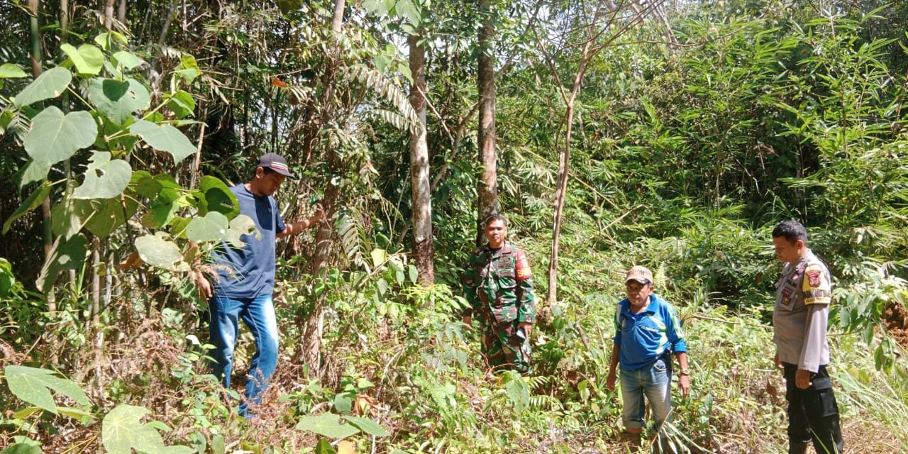 Babinsa Sertu Defrizal Dan Bhabinkamtibmas Turun Ke Lapangan Guna Cek Lahan Rawan Kebakaran
