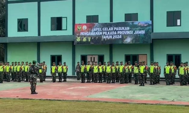 Apel Gelar Pasukan Pengamanan Pilkada Serentak Tahun 2024, Kodim 0420/Sarko Siap Amankan Proses Demokrasi