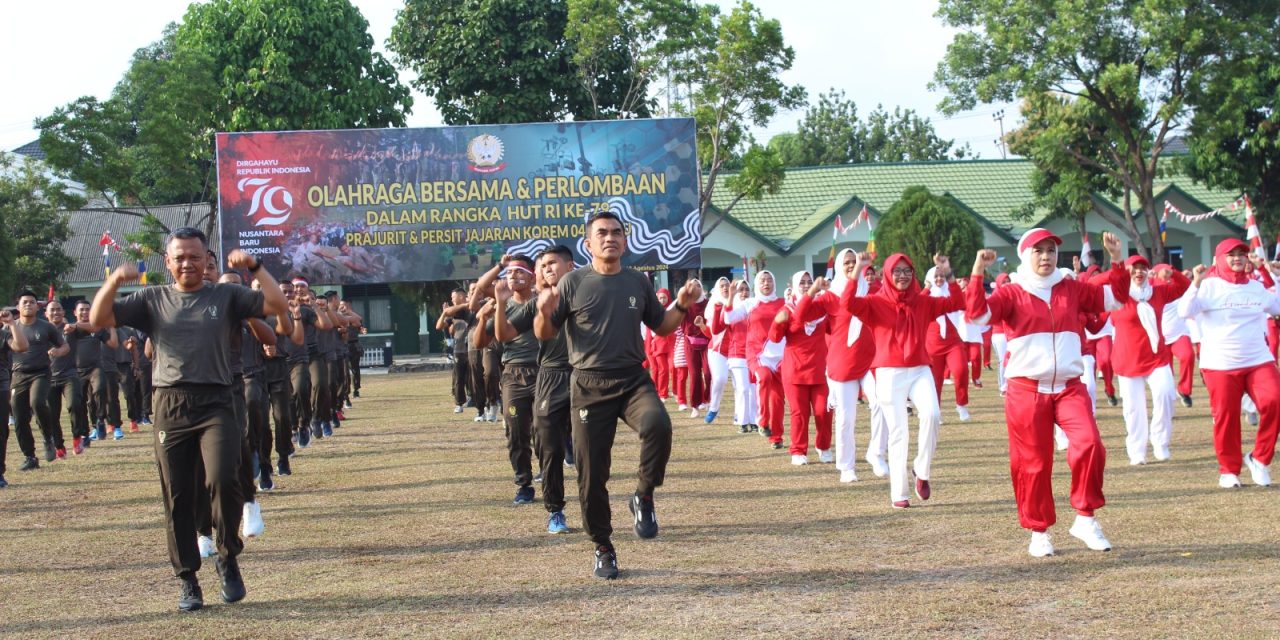 Meriahkan HUT RI Ke-79, KOREM 042/ Gapu Gelar Olahraga Bersama dan Perlombaan Rakyat