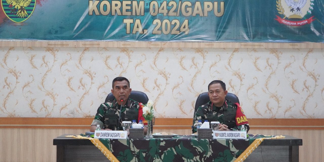 Arahan Danrem 042/Gapu pada Lattis Intelijen Korem 042/Gapu TA 2024, Apintel harus profesional dan terampil di lapangan