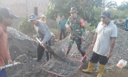 Babinsa Serda Erfit Laksanakan Gotong Royong di Desa Mentawak Baru, Kecamatan Air Hitam