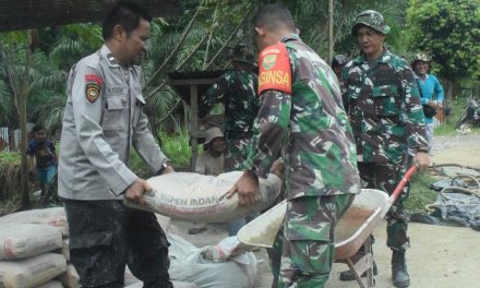 Kodim 0420/Sarko Laksanakan Karya Bakti Memperingati HUT TNI Ke-79 di Desa Parit Ujung Tanjung