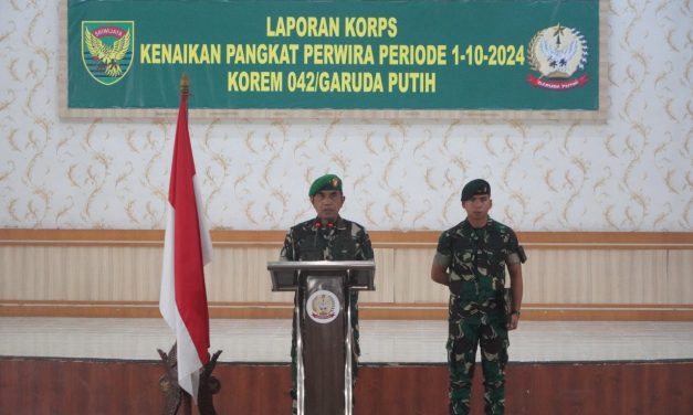 Danrem 042/Gapu Pimpin Korp Raport Kenaikan Pangkat Perwira Korem 042/Gapu