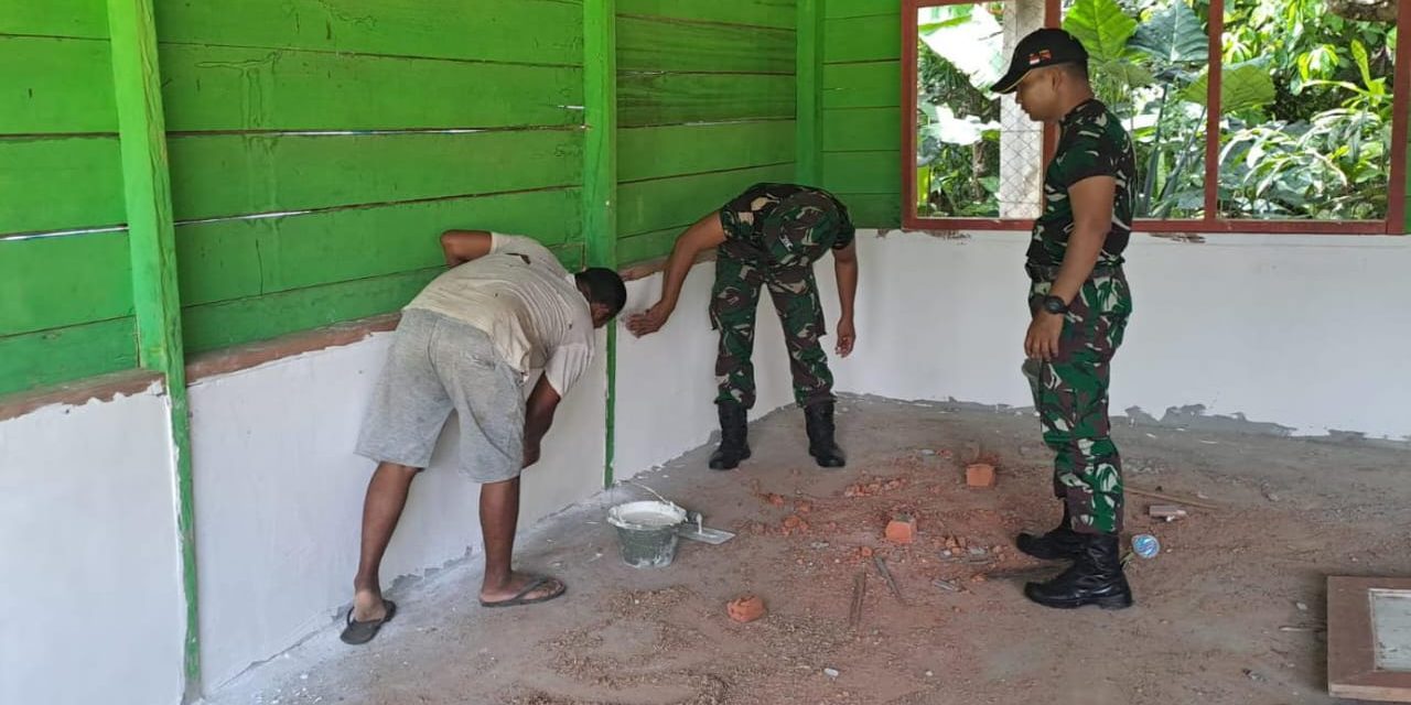 Dinding Madrasah Darul Ulum Desa Bedeng Rejo Mulai Diperhalus