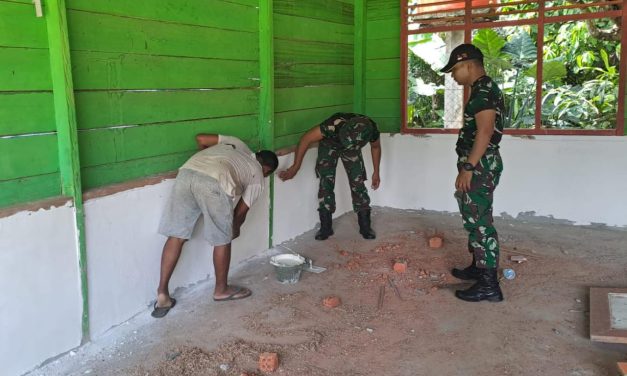 Dinding Madrasah Darul Ulum Desa Bedeng Rejo Mulai Diperhalus