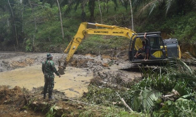 Satgas TMMD ke 122 Kodim 0420 Sarko Pantau Pembuatan Sawah Program Ketahanan Pangan