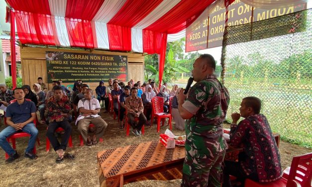 Satgas TMMD ke-122 Kodim 0420/Sarko Beri Penyuluhan Semangat Kebangsaan di Desa Bedeng Rejo