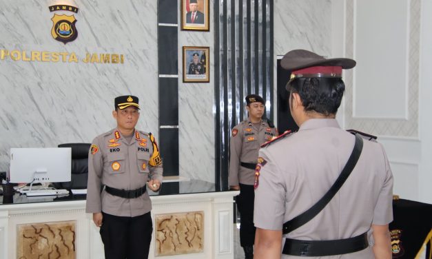 Penyerahan Tugas Jabatan Kasat Resnarkoba Kepada Kapolresta Jambi.