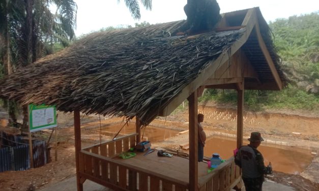 Anggota Satgas TMMD ke 122 Kodim 0420 Sarko Pasang Atap Saung