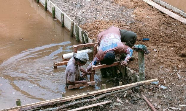 Pengerjaan Pembuatan Kolam Ikan Oleh Satgas TMMD ke 122 Kodim 0420 Sarko Sudah Finishing