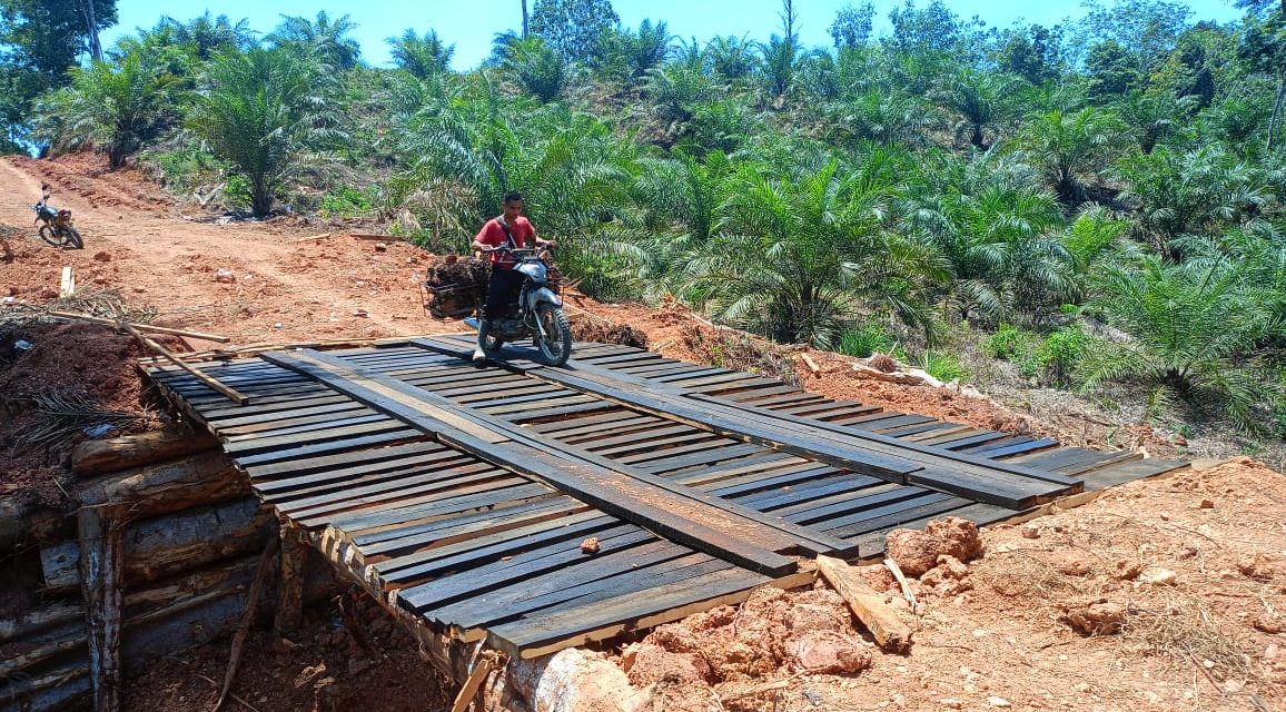 Jembatan Darurat Dititik III Rampung, Warga Leluasa Mengeluarkan Hasil Kebun