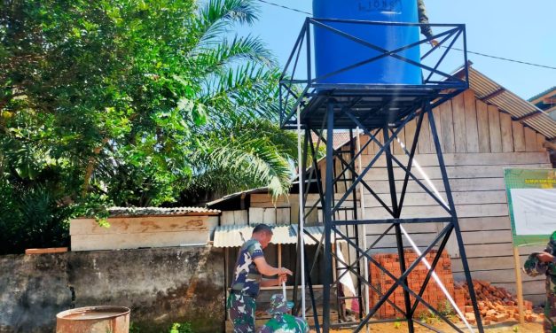 Satgas TMMD Bangun Tower Sumur Bor di Masjid Baitussalam Desa Bedeng Rejo
