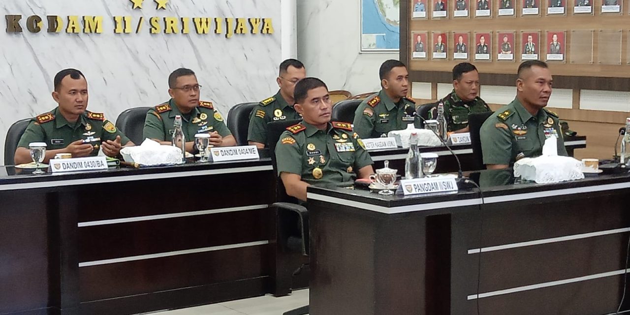 Kodam II/Sriwijaya Ikuti Zoom Meeting Launching Gerakan Nasional Pangan Merah Putih Menuju Swasembada Pangan Berkelanjutan