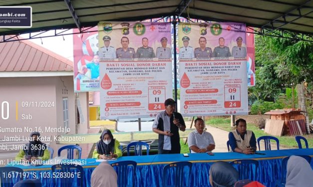 Kegiatan Bakti Sosial Donor Darah Dan Cek Kesehatan Gratis Oleh Pemdes Mendalo Darat.