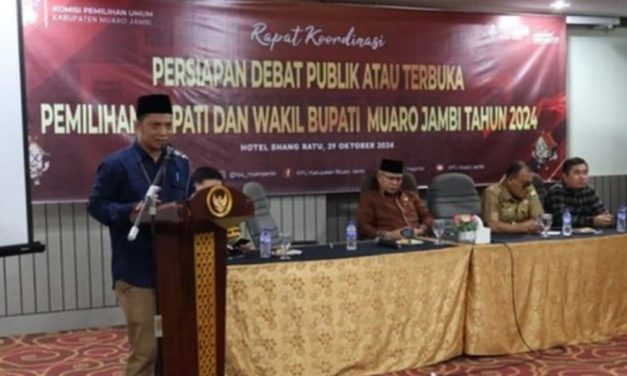 Komisi Pemilihan Umum Kabupaten Muaro Jambi Gelar Rapat Koordinasi Terkait Persiapan Debat Publik atau Terbuka Untuk Pemilihan Bupati dan Wakil Bupati Kabupaten Muaro Jambi Tahun 2024