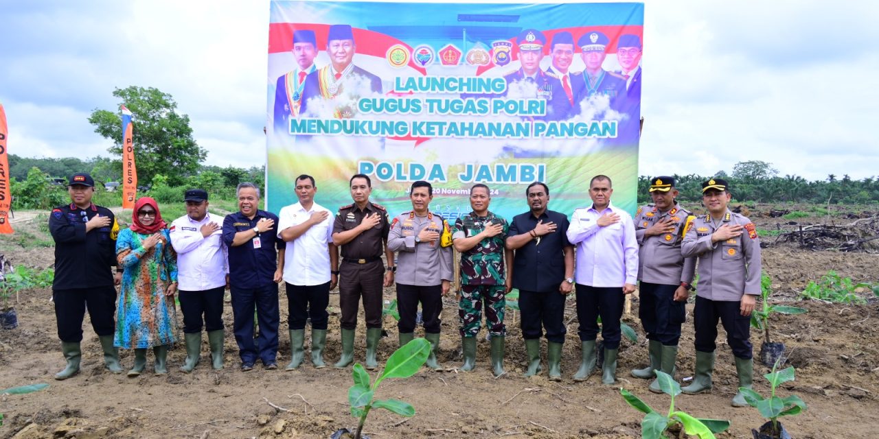 Kapolda Jambi Bersama Danrem 042 Gapu Serta Forkopimda Melaksanakan Launching Gugus Tugas Polri Dalam Mendukung Ketahanan Pangan