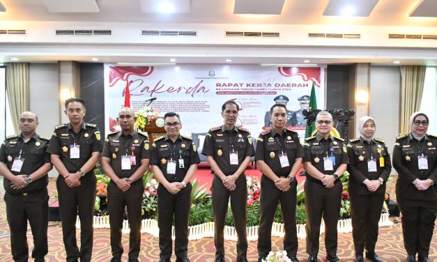 Kepala Kejaksaan Tinggi Jambi Dr. Hermon Dekristo, S.H., M.H., Membuka Rapat Kerja Daerah Kejati Jambi Tahun 2024
