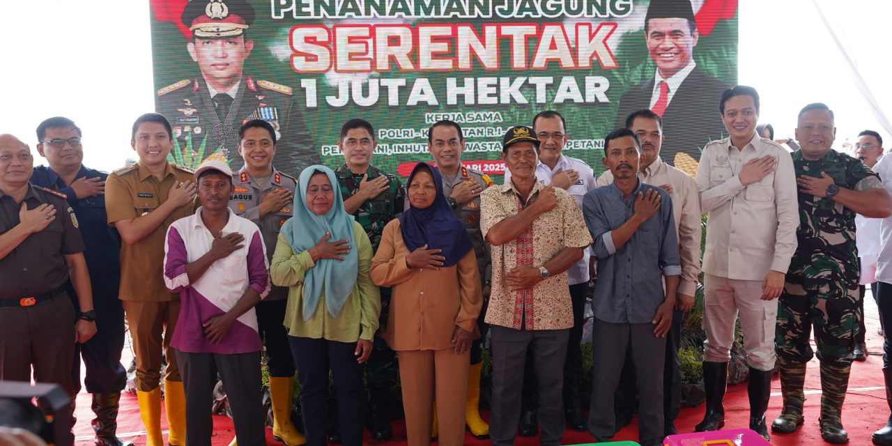 Dukung Swasembada Pangan, Pangdam II/Sriwijaya dan Kapolda Sumsel Tanam Jagung Serentak di Ogan Ilir