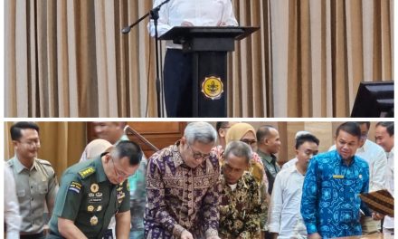 Aster Kasdam II/Sriwijaya Ikuti Rapat Penandatanganan Komitmen Bersama Serap Gabah Petani