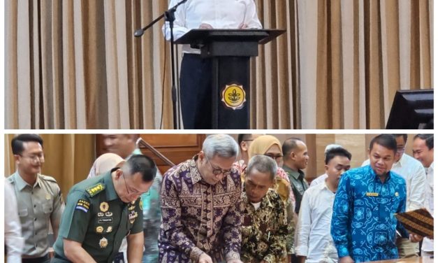 Aster Kasdam II/Sriwijaya Ikuti Rapat Penandatanganan Komitmen Bersama Serap Gabah Petani