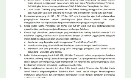 Persoalan angkutan batubara yang melintas di jalan umum masih saja menjadi buah bibir masyarakat di Provinsi Jambi