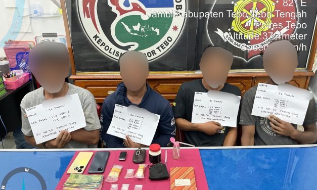 Ungkap Kasus : Satresnarkoba Polres Tebo Berhasil Tangkap 4 Orang Kasus Peredaran Narkotika di Tengah Ilir