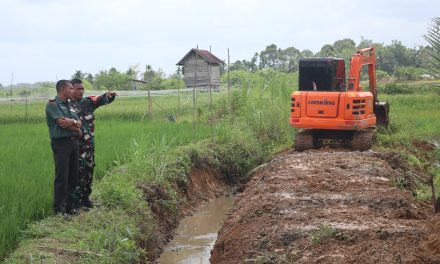 Dukung Ketahanan Pangan Nasional Kodim 0416/Bute Bangun Sodetan Saluran Air