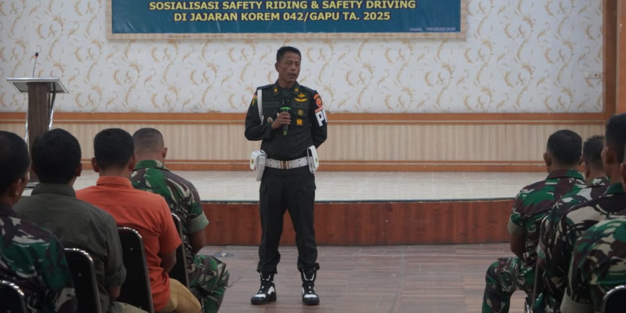 Korem 042/Gapu Gelar Sosialisasi Ops Gaktib dan Ops Yustisi “Waspada Wira Lembing TA 2025” serta Safety Riding & Safety Driving